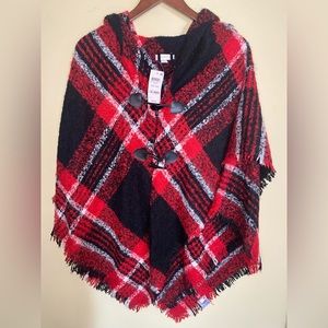 Red, Black and White Poncho